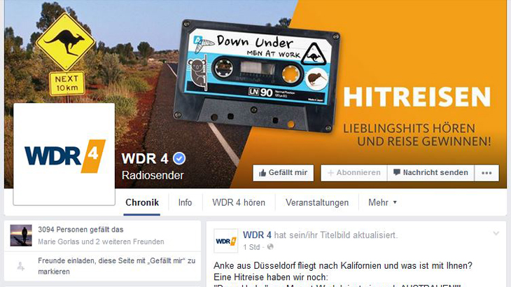 WDR 4 Hitreisen Facebook